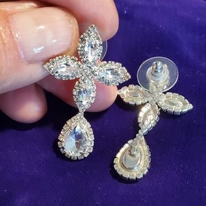 Silver pierced crystal earrings